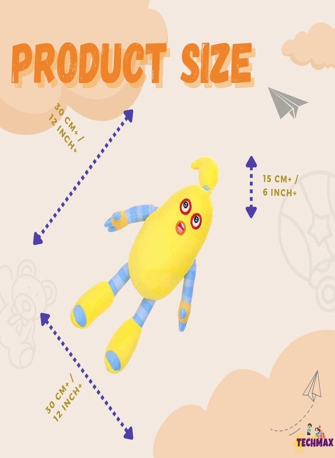 TechMax Solution دمية محشوة ناعمة ولطيفة من TechMax Solution، هدية مثالية للأولاد والبنات في الهالوين والكريسماس وعيد الشكر، دمية رعب محشوة للأطفال والكبار (أصفر) - Image 2